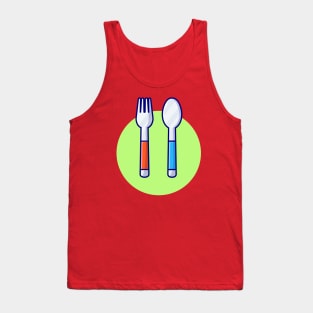 Fork And Spoon Cartoon Vector Icon Illustration Tank Top